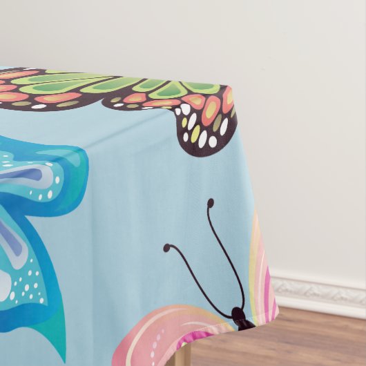 蝶パタカラフルンパステルライトブルー テーブルクロス (インサイチュ)