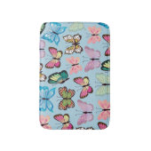 蝶パタカラフルンパステルライトブルー バスマット (正面縦)