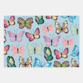 蝶パタカラフルンパステルライトブルー ラッピングペーパーシート (正面2)