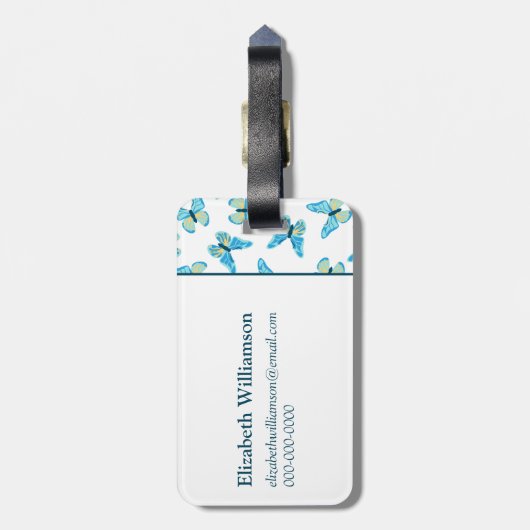 蝶パターカスタムンの色グラフィック荷物 ラゲッジタグ (裏面縦)