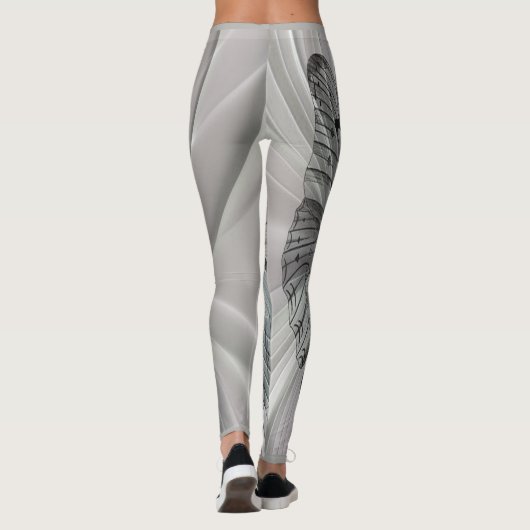 蝶パターンが付いている銀製灰色のレギンス レギンス (裏面)