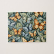 蝶パターンブルーグリーンイエローシェード