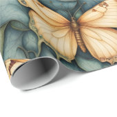 蝶パターンブルーグリーンイエローシェード ラッピングペーパー (ロールコーナー)