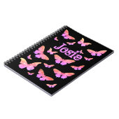 蝶パターン名を追加ピンクと黒 ノートブック (左側)