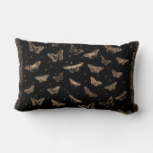 蝶パターン黒および金ゴールド ランバークッション (裏面)