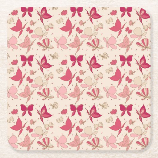 蝶パターン3 スクエアペーパーコースター (正面)