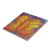 蝶パターン（の模様が）ある水色イラストレーション タイル (側面)