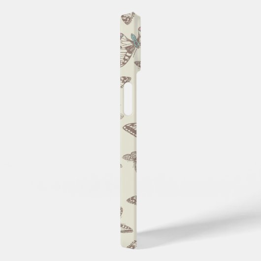 蝶パターン(の模様が)ある茶色のビーゲ Case-Mate iPhoneケース (裏面 / 右)