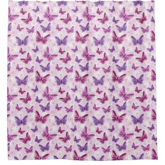 蝶パターン シャワーカーテン (正面)