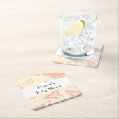 蝶パターン、ピンクの蝶、赤ちゃんシャワー スクエアペーパーコースター (インサイチュ)