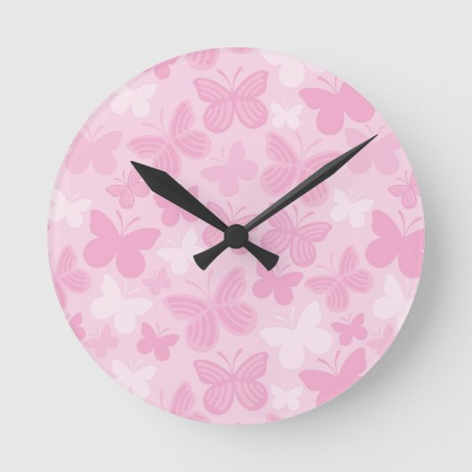 蝶パターン ラウンド壁時計 (正面)