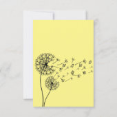 蝶パーソナライズされたとタンポポ時計 サンキューカード (裏面)