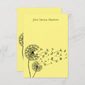 蝶パーソナライズされたとタンポポ時計 サンキューカード (正面/裏面)