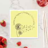 蝶パーソナライズされたとタンポポ時計 スタンダードランチョンナプキン (インサイチュ)