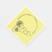 蝶パーソナライズされたとタンポポ時計 スタンダードランチョンナプキン (角)