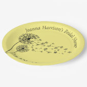 蝶パーソナライズされたとタンポポ時計 ペーパープレート (アングル)