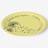 蝶パーソナライズされたとタンポポ時計 ペーパープレート (アングル)