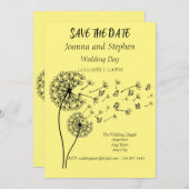 蝶パーソナライズされたとタンポポ時計 招待状 (正面/裏面)