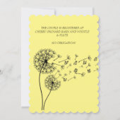 蝶パーソナライズされたとタンポポ時計 招待状 (裏面)