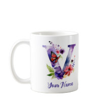 蝶パーソナライズされたと花の文字"V"