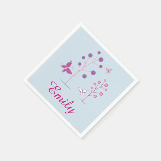 蝶パーソナライズされたのナプキン スタンダードカクテルナプキン (角)