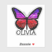 蝶パーソナライズされたの女の子の名前 シール (シート)