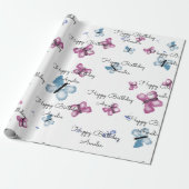 蝶パーソナライズされたハッピーバースデー ラッピングペーパー (アンロールド)