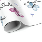 蝶パーソナライズされたハッピーバースデー ラッピングペーパー (ロールコーナー)