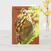 蝶パーソナライズされた七十結婚周年 カード (黄色い花)