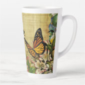 蝶パーソナライズされた付き素朴植物学 カフェラテマグ (右)