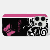 蝶パーソナライズされた渦巻きクランベリーピンク Case-Mate iPhoneケース (裏面 (横))