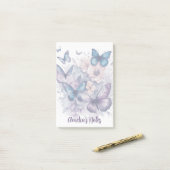 蝶パーソナライズされた紫色の名前の女の子 ポストイット (デスク上)