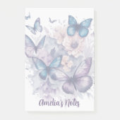 蝶パーソナライズされた紫色の名前の女の子 ポストイット (正面)