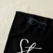 蝶パーソナライズされた色ブラックピンクホワイト水玉模様 ビーチタオル (インサイチュ)