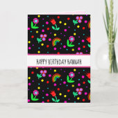 蝶パーソナライズされた花ハッピーバースデー カード (正面)