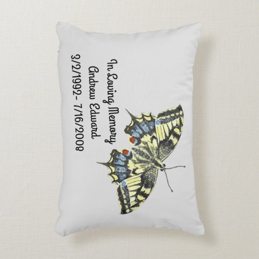 蝶パーソナライズされた記念記念 アクセントクッション (正面(垂直))