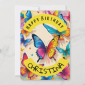 蝶パーソナライズされた誕生日カード (正面)