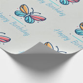蝶パーソナライズされた誕生日包装紙 ラッピングペーパー (角)
