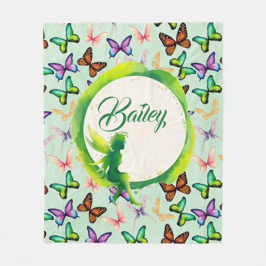 蝶パーソナライズされた類 フリースブランケット (正面)
