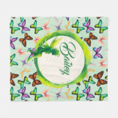 蝶パーソナライズされた類 フリースブランケット (正面(横))