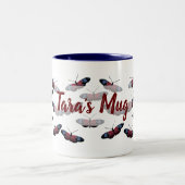 蝶パーソナライズされた飛行二音マグ ツートーンマグカップ (中央)