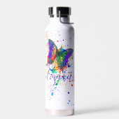 蝶パーソナライズされた（ばちゃばちゃ）跳ねる ウォーターボトル (左面)