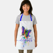 蝶パーソナライズされた(ばちゃばちゃ)跳ねる エプロン (インサイチュ)