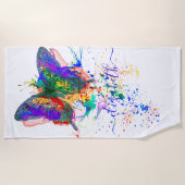 蝶パーソナライズされた（ばちゃばちゃ）跳ねる ビーチタオル (正面)