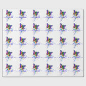 蝶パーソナライズされた（ばちゃばちゃ）跳ねる ラッピングペーパー (フラット)