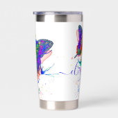蝶パーソナライズされた（ばちゃばちゃ）跳ねる 保温保冷タンブラー (右面)