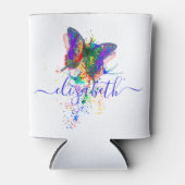 蝶パーソナライズされた（ばちゃばちゃ）跳ねる 缶クーラー (正面)