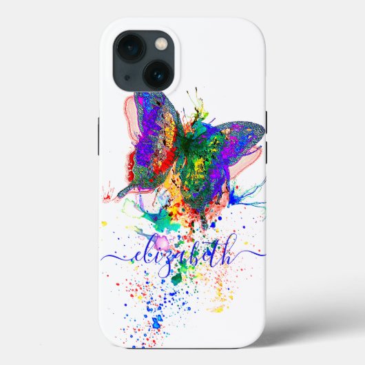 蝶パーソナライズされた(ばちゃばちゃ)跳ねる Case-Mate iPhoneケース (裏面)