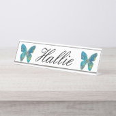 蝶パーソナライズされた デスクネームプレート (正面)