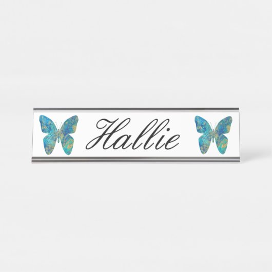蝶パーソナライズされた デスクネームプレート (正面)